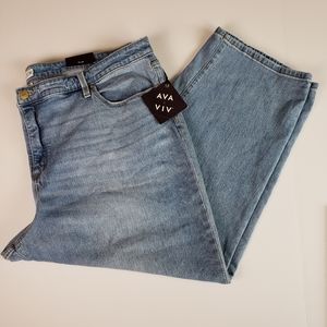 AVA & VIV High Rise Straight Leg Ankle Jeans 26W